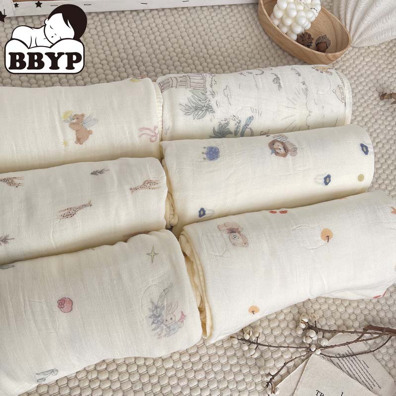 Muslin Swaddle Wrap - 4Layers Bamboo Cotton Muslin Blanket Baby