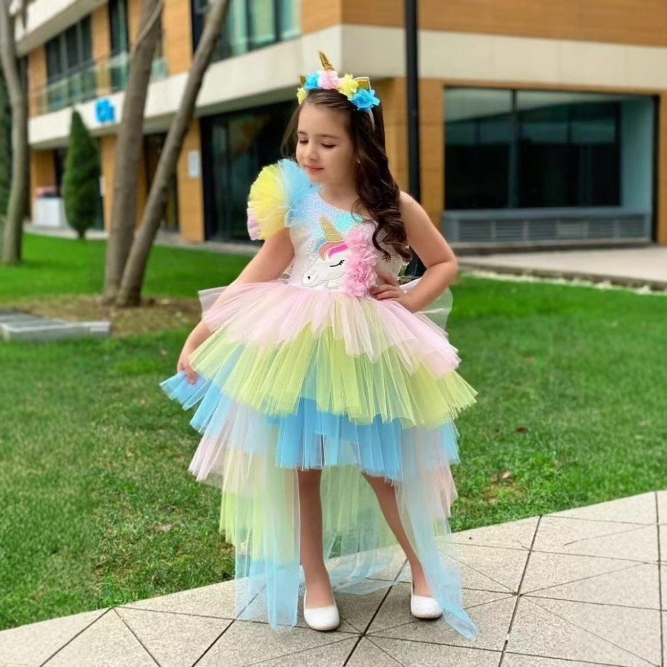 Baby Clothing For Girls - Rainbow Unicorn Baby Party Girls Dress