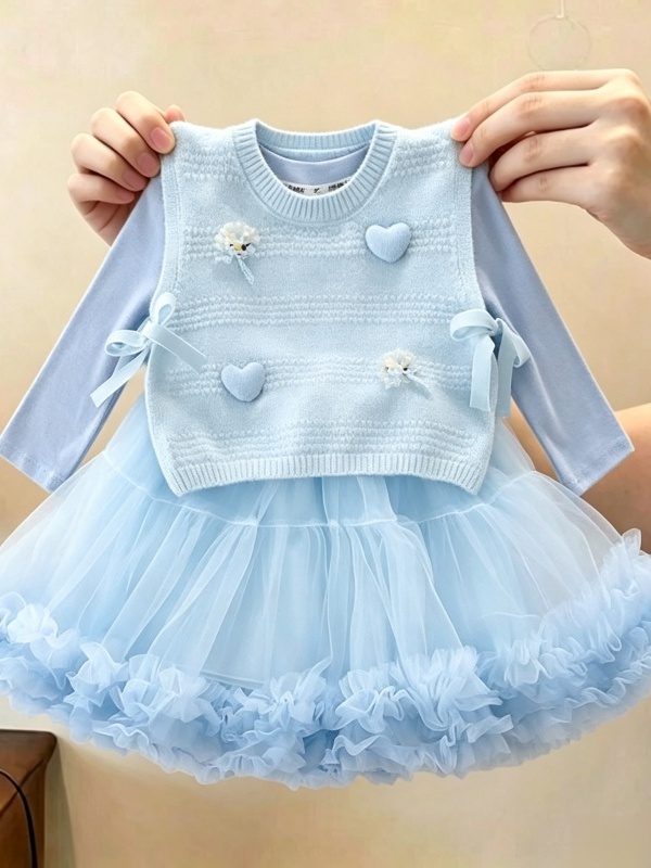 Baby Clothing For Girls - Stylish Sweater Vest Set for Girls