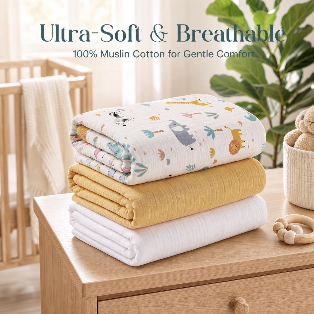 3-Pack Baby Muslin Swaddle Bla - Muslin Swaddle Wrap ulasan dan harga